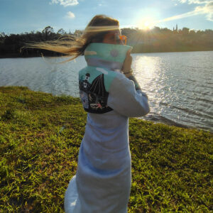 Vestido en lino azul celeste talla S