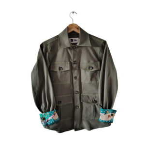 Dril verde militar con pespunte visible PETITE
